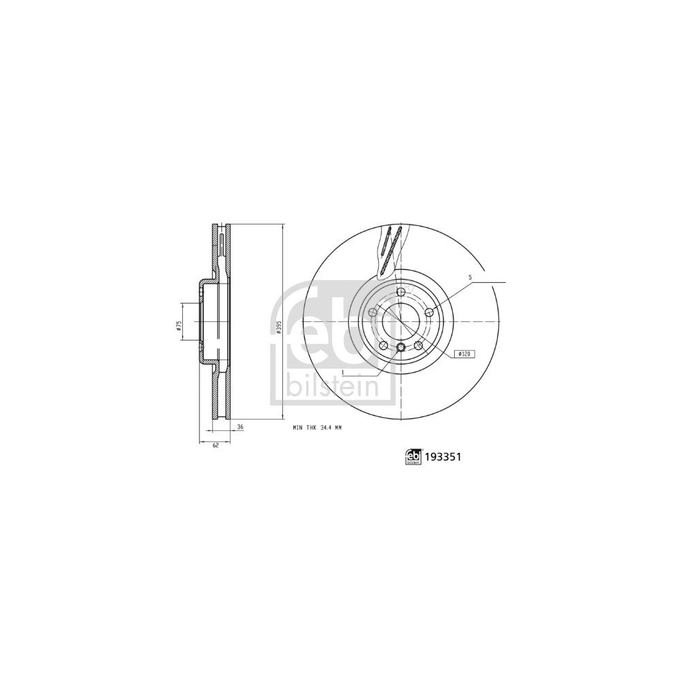 Bremsscheibe FEBI BILSTEIN 193351 für BMW, Vorderachse links