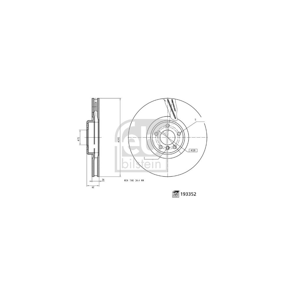 Bremsscheibe FEBI BILSTEIN 193352 für BMW, Vorderachse rechts