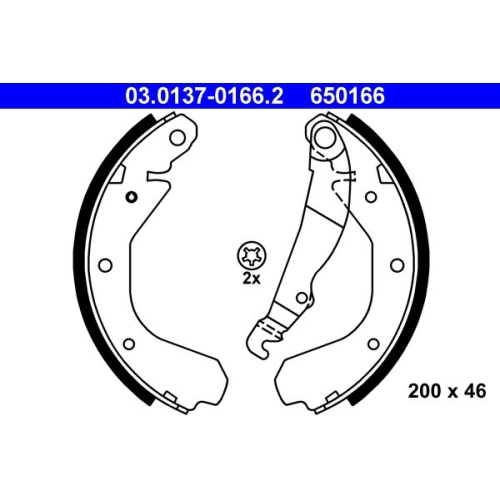 Bremsbackensatz ATE 03.0137-0166.2 für OPEL, Hinterachse