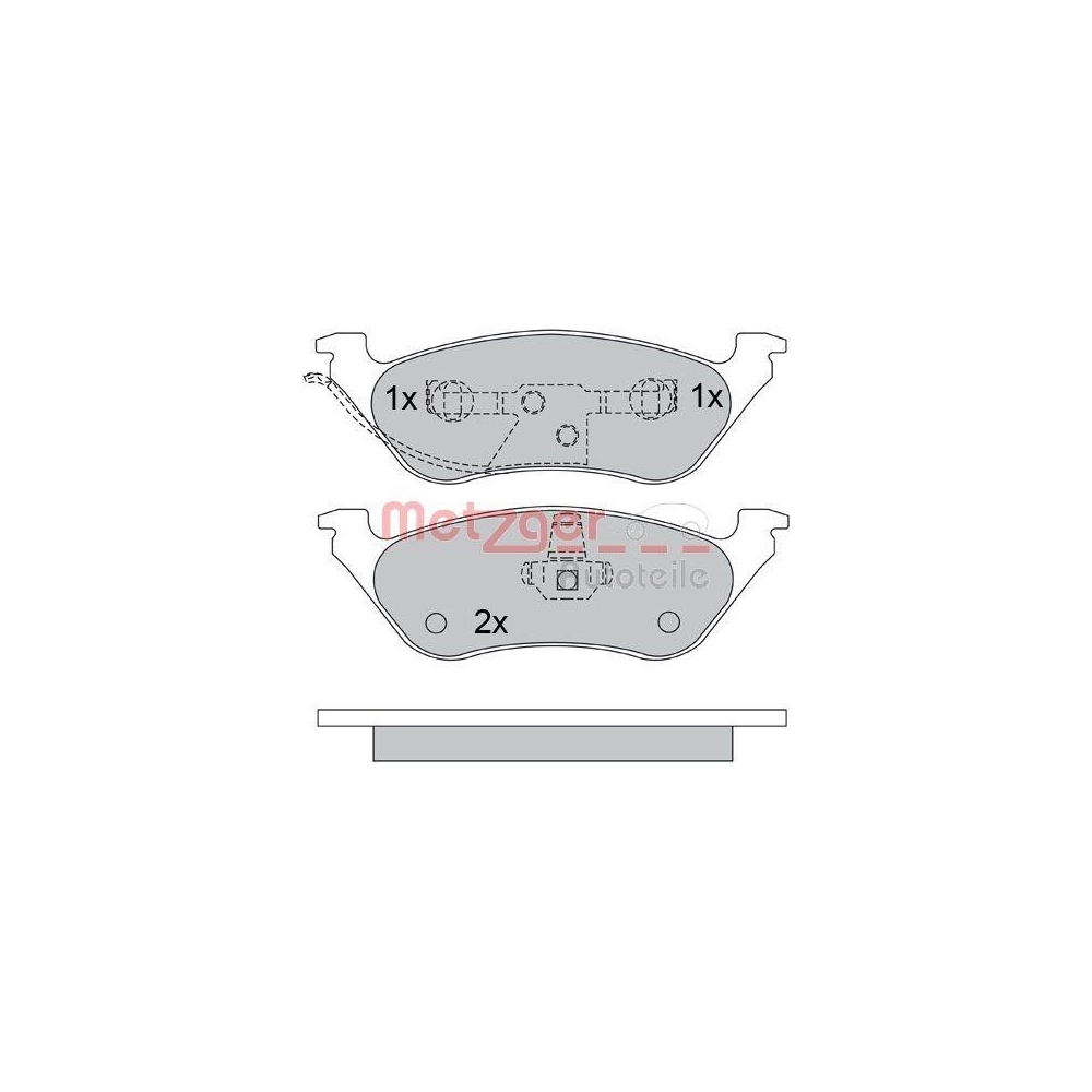 Bremsbelagsatz, Scheibenbremse METZGER 1170355 für CHRYSLER, Hinterachse