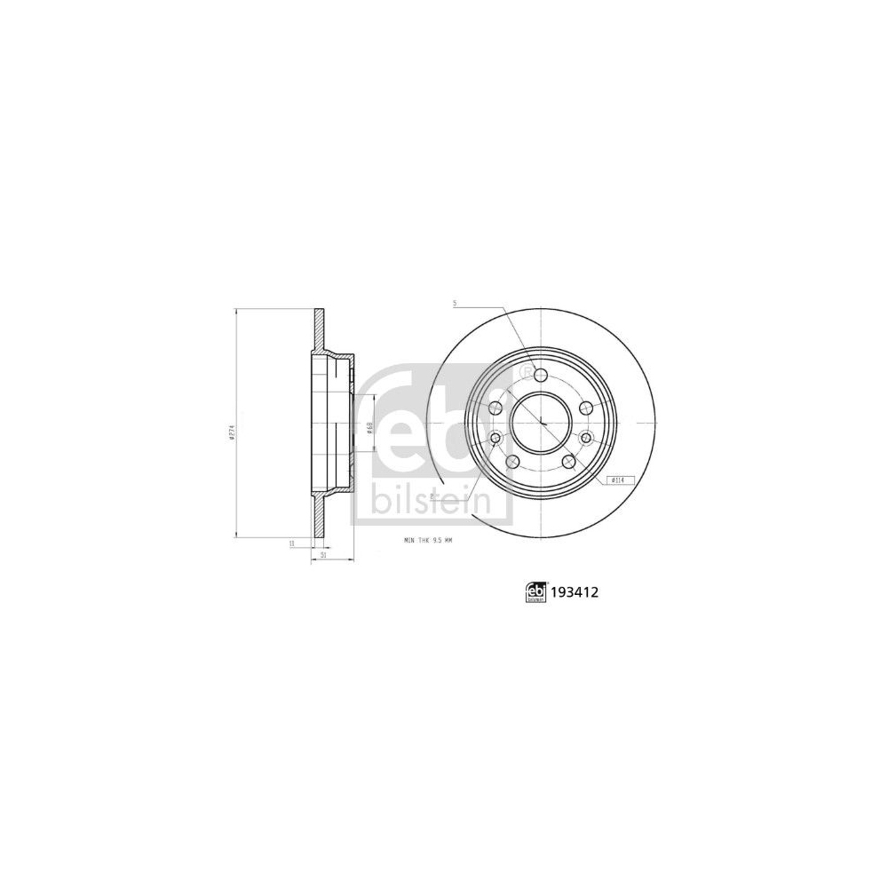 Bremsscheibe FEBI BILSTEIN 193412 für RENAULT, Hinterachse