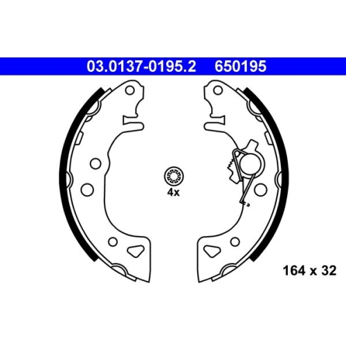 Bremsbackensatz ATE 03.0137-0195.2 für CITROËN PEUGEOT, Hinterachse