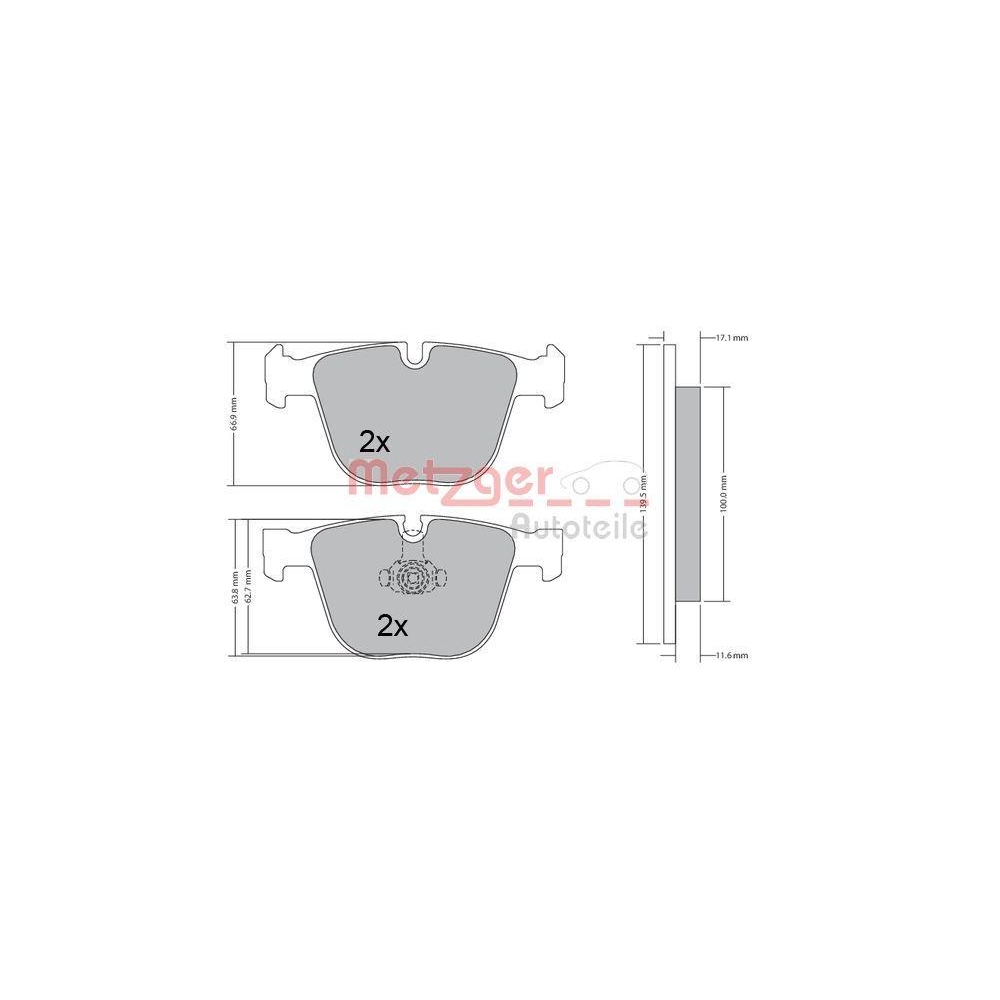 Bremsbelagsatz, Scheibenbremse METZGER 1170356 GREENPARTS für BMW, Hinterachse