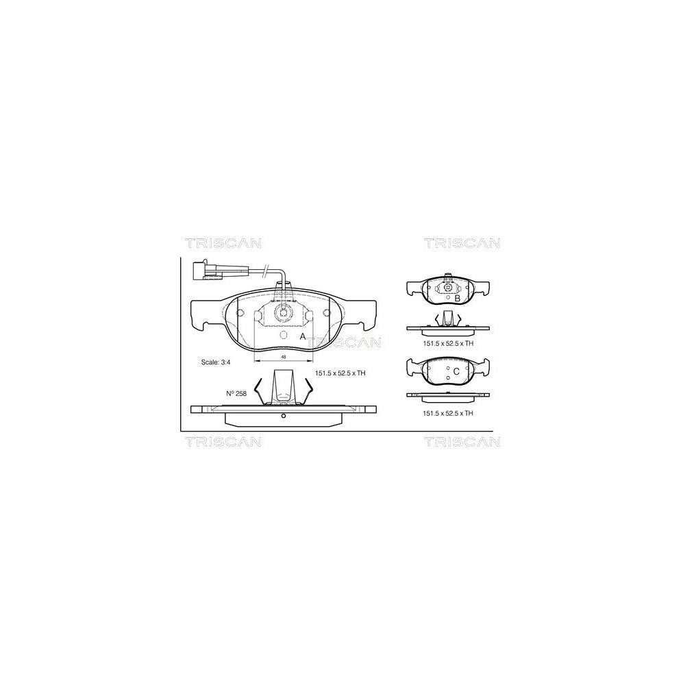 Bremsbelagsatz, Scheibenbremse TRISCAN 8110 15006 für ALFA ROMEO FIAT LANCIA