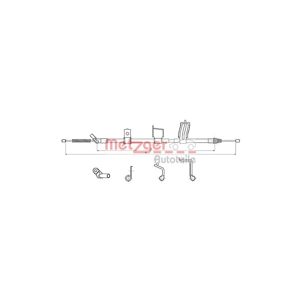 Seilzug, Feststellbremse METZGER 17.0326 für NISSAN, hinten rechts
