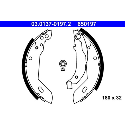 Bremsbackensatz ATE 03.0137-0197.2 für CITROËN PEUGEOT, Hinterachse