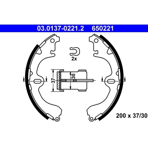 Bremsbackensatz ATE 03.0137-0221.2 für TOYOTA, Hinterachse