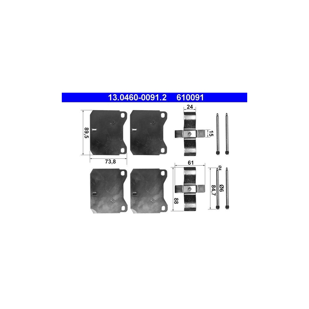 Zubehörsatz, Scheibenbremsbelag ATE 13.0460-0091.2 für, Vorderachse