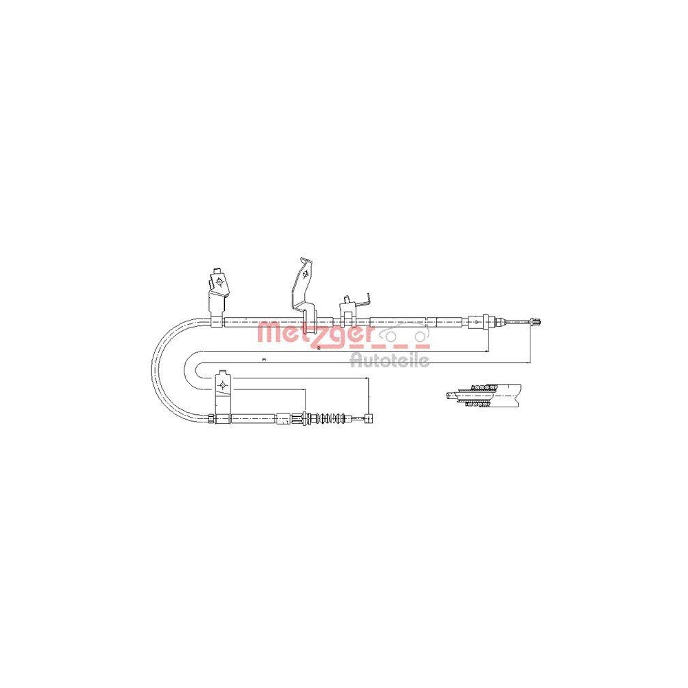 Seilzug, Feststellbremse METZGER 17.0585 für MAZDA, hinten rechts