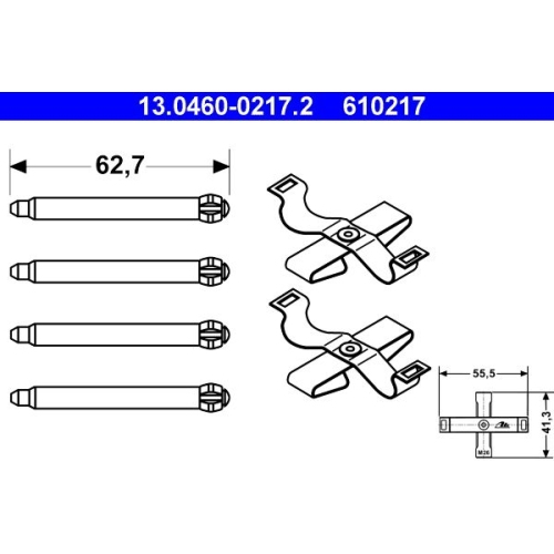 Zubehörsatz, Scheibenbremsbelag ATE 13.0460-0217.2 für OPEL VAUXHALL