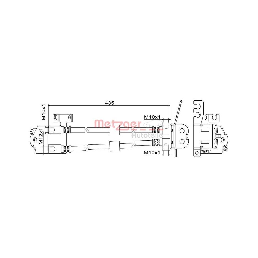 Bremsschlauch METZGER 4111357 GREENPARTS für FORD, Hinterachse, mitte