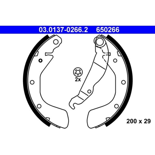 Bremsbackensatz ATE 03.0137-0266.2 für OPEL, Hinterachse