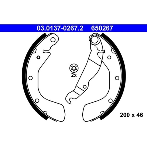 Bremsbackensatz ATE 03.0137-0267.2 für OPEL CHEVROLET DAEWOO, Hinterachse