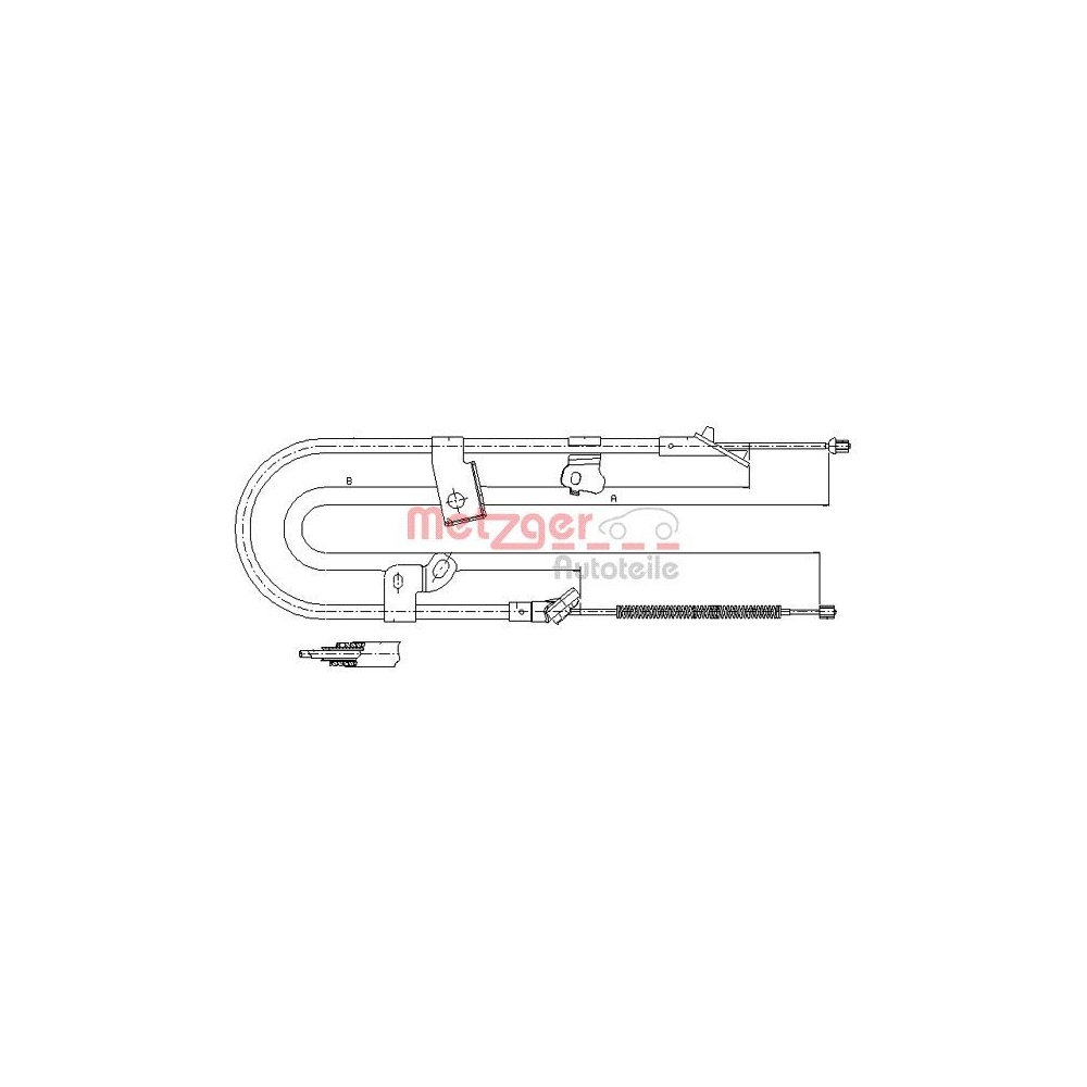 Seilzug, Feststellbremse METZGER 17.1075 für TOYOTA, hinten rechts