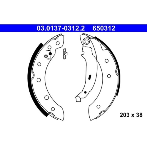 Bremsbackensatz ATE 03.0137-0312.2 für CITROËN PEUGEOT RENAULT DACIA