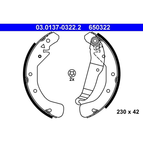 Bremsbackensatz ATE 03.0137-0322.2 für OPEL, Hinterachse