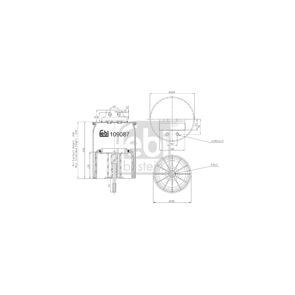 Febi Bilstein 109087 Luftfederbalg mit Kunststoffkolben und Kolbenstange, 1 Stück