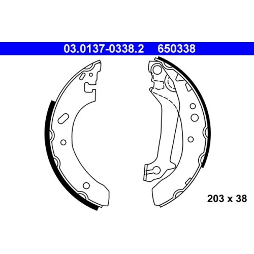 Bremsbackensatz ATE 03.0137-0338.2 für FORD, Hinterachse