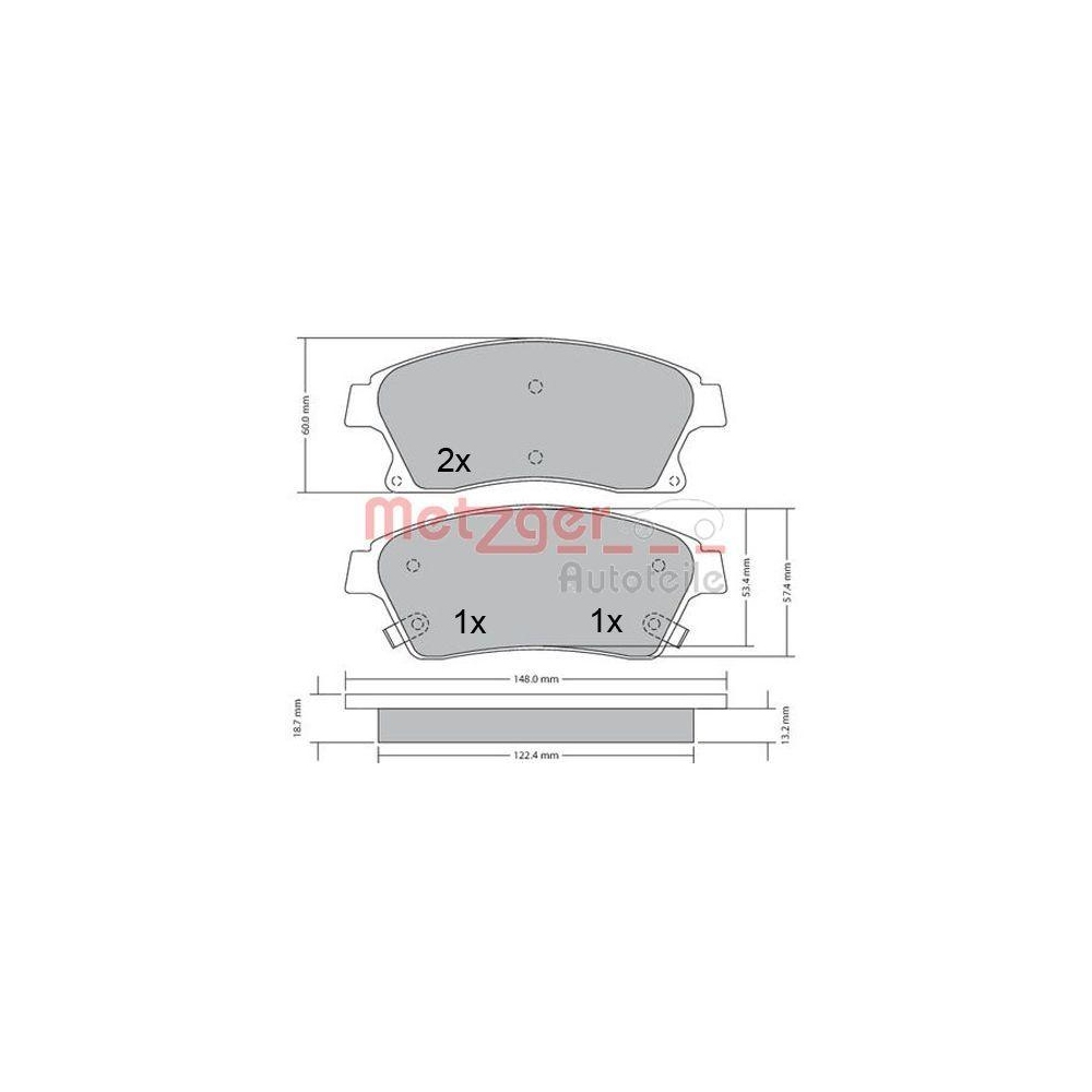 Bremsbelagsatz, Scheibenbremse METZGER 1170393 für OPEL, Vorderachse