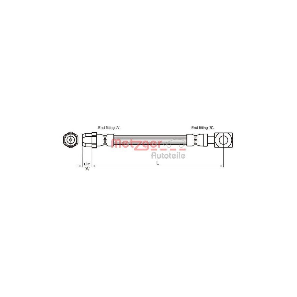 Bremsschlauch METZGER 4111436 für MINI, Vorderachse links, Vorderachse rechts