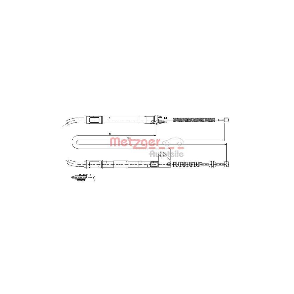 Seilzug, Feststellbremse METZGER 17.1414 für TOYOTA, hinten rechts