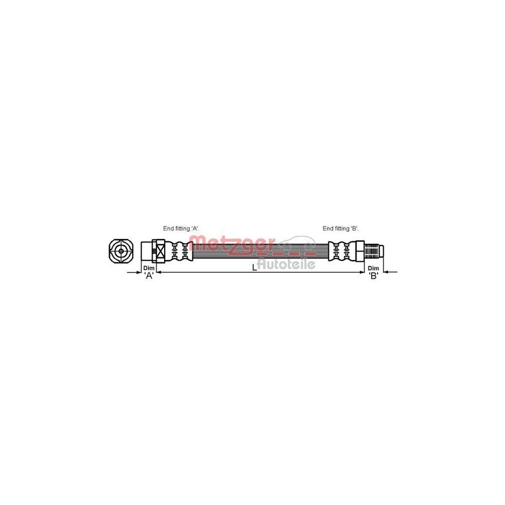 Bremsschlauch METZGER 4111438 für BMW, Vorderachse links, Vorderachse rechts