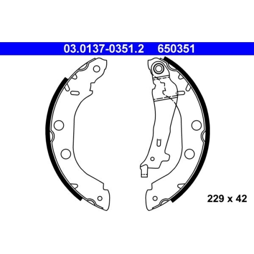 Bremsbackensatz ATE 03.0137-0351.2 für NISSAN RENAULT, Hinterachse