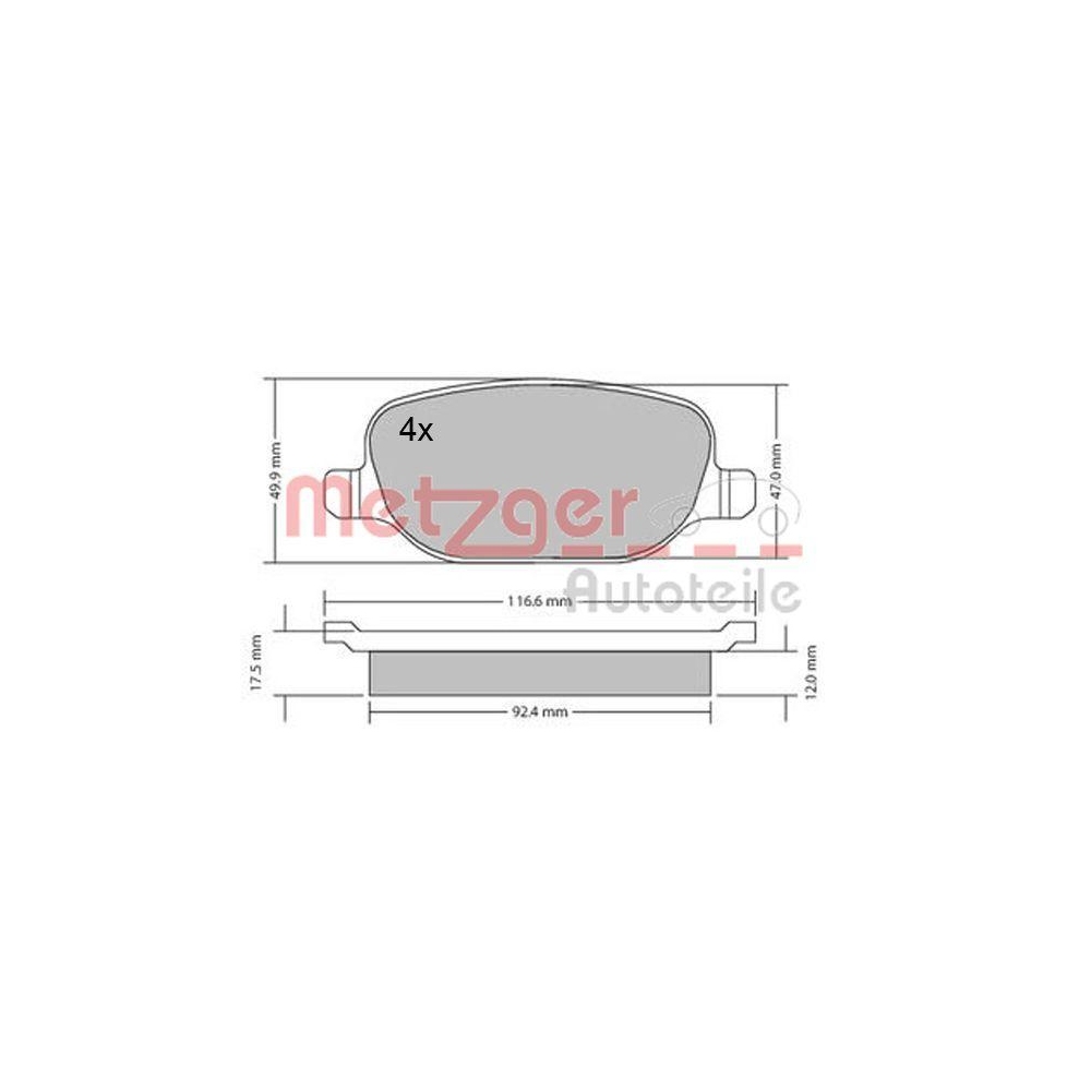 Bremsbelagsatz, Scheibenbremse METZGER 1170403 für ALFA ROMEO LANCIA