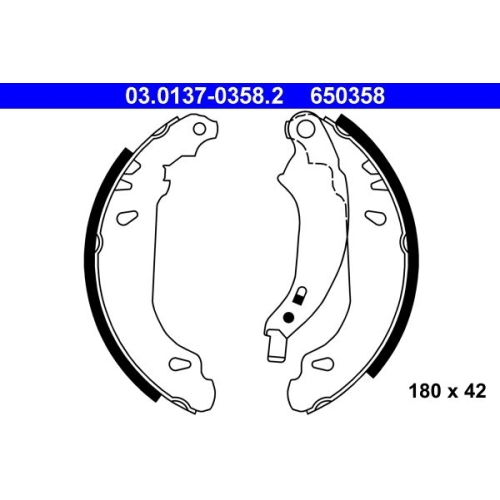 Bremsbackensatz ATE 03.0137-0358.2 für RENAULT DACIA, Hinterachse