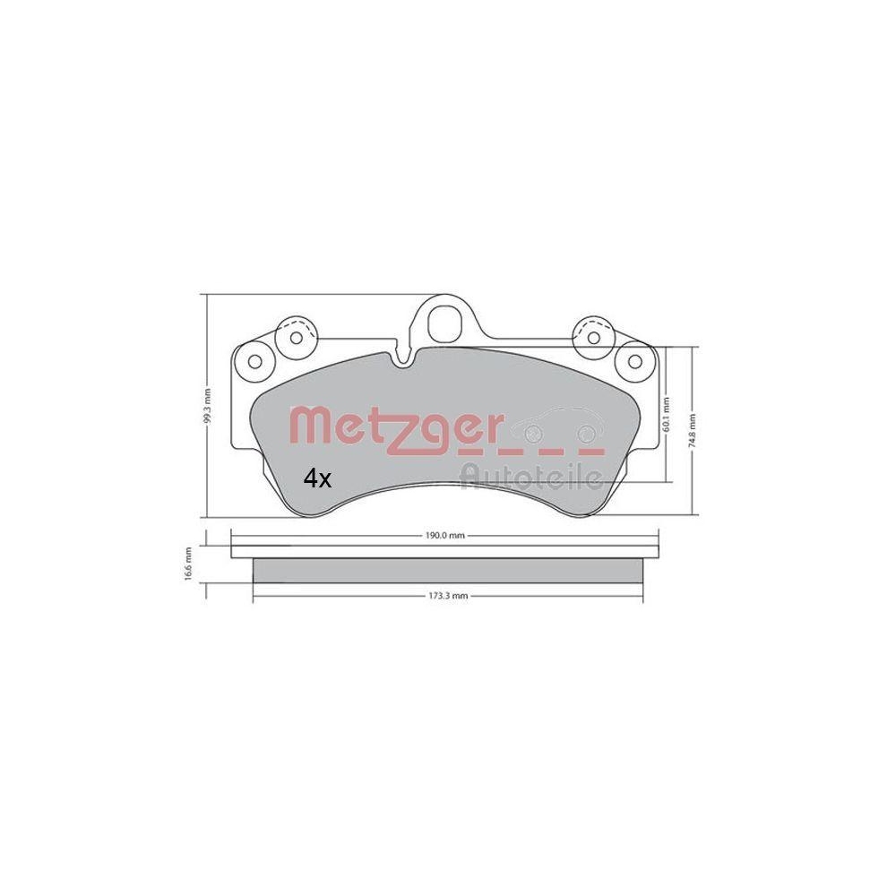 Bremsbelagsatz, Scheibenbremse METZGER 1170405 GREENPARTS für PORSCHE VW