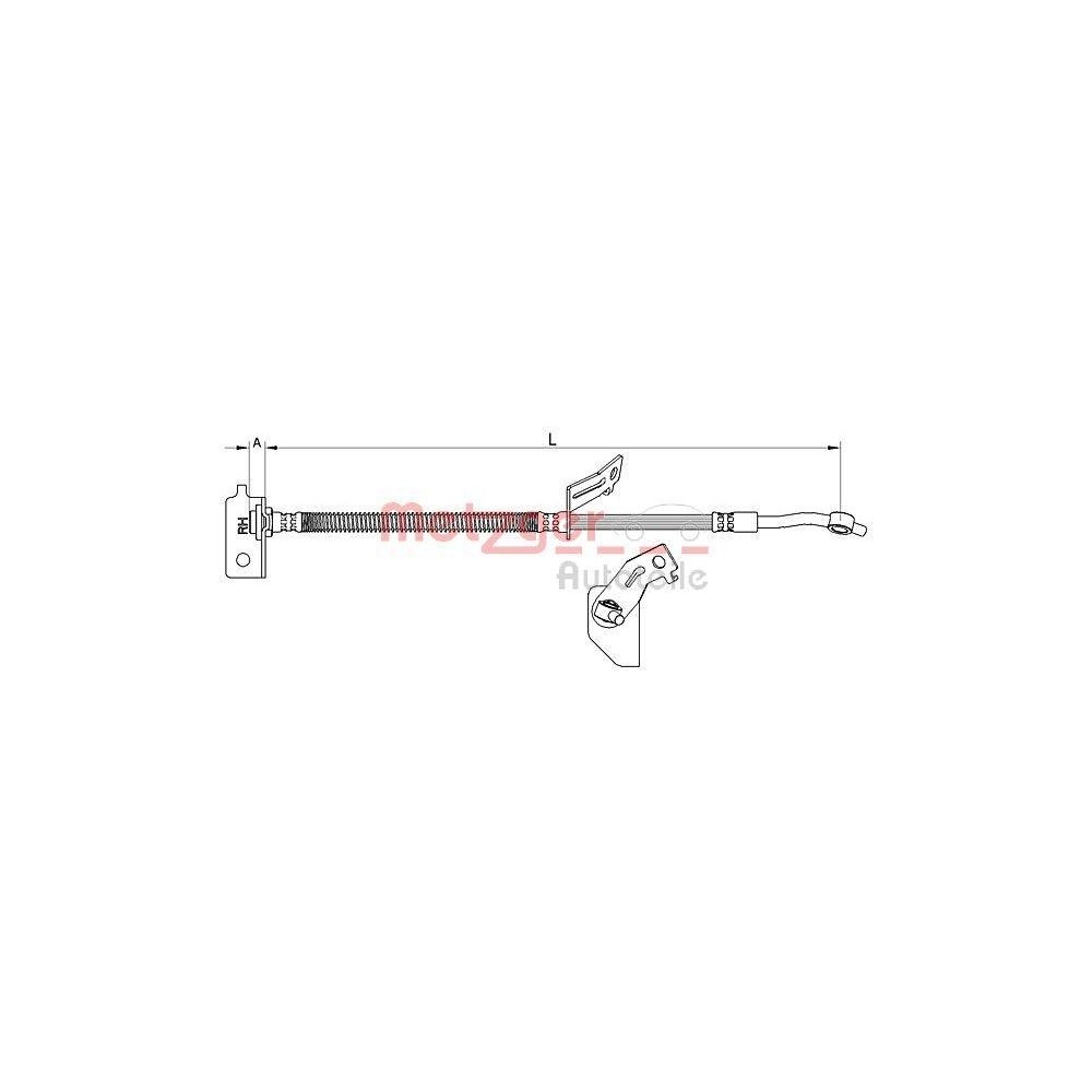 Bremsschlauch METZGER 4111456 für HYUNDAI, Vorderachse rechts