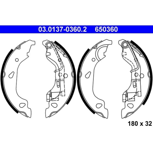 Bremsbackensatz ATE 03.0137-0360.2 für FIAT, Hinterachse