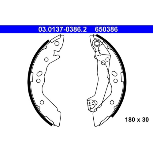 Bremsbackensatz ATE 03.0137-0386.2 für HYUNDAI, Hinterachse