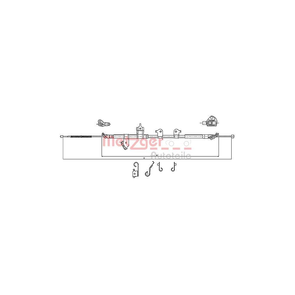 Seilzug, Feststellbremse METZGER 17.1567 für TOYOTA, hinten rechts