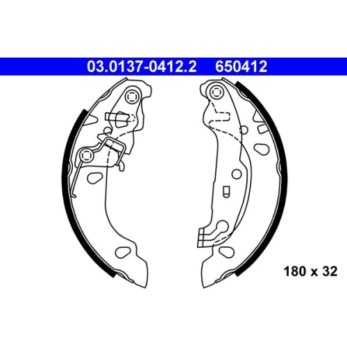 Bremsbackensatz ATE 03.0137-0412.2 für FORD, Hinterachse