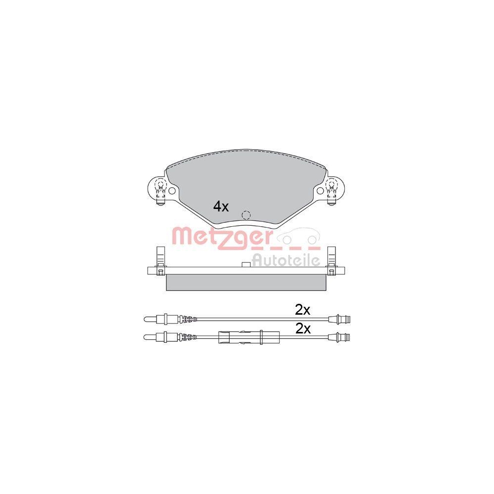 Bremsbelagsatz, Scheibenbremse METZGER 1170419 für CITROËN PEUGEOT, Vorderachse