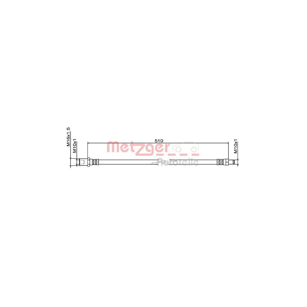 Bremsschlauch METZGER 4111494 für IVECO, Vorderachse links, Vorderachse rechts