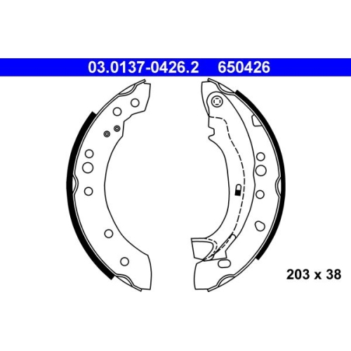 Bremsbackensatz ATE 03.0137-0426.2 für CITROËN PEUGEOT, Hinterachse