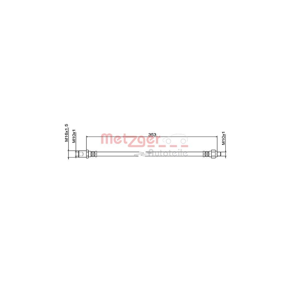 Bremsschlauch METZGER 4111495 für IVECO, Hinterachse links, Hinterachse rechts