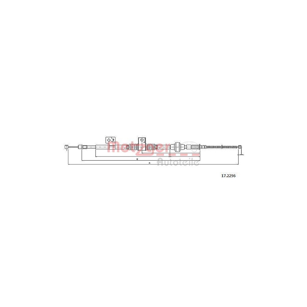 Seilzug, Feststellbremse METZGER 17.2296 für MITSUBISHI, hinten rechts