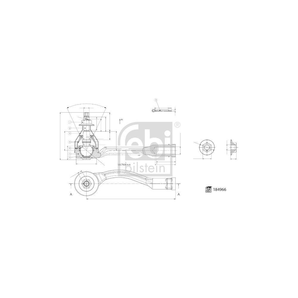 Spurstangenkopf FEBI BILSTEIN 184966 für HYUNDAI KIA, Vorderachse links, außen