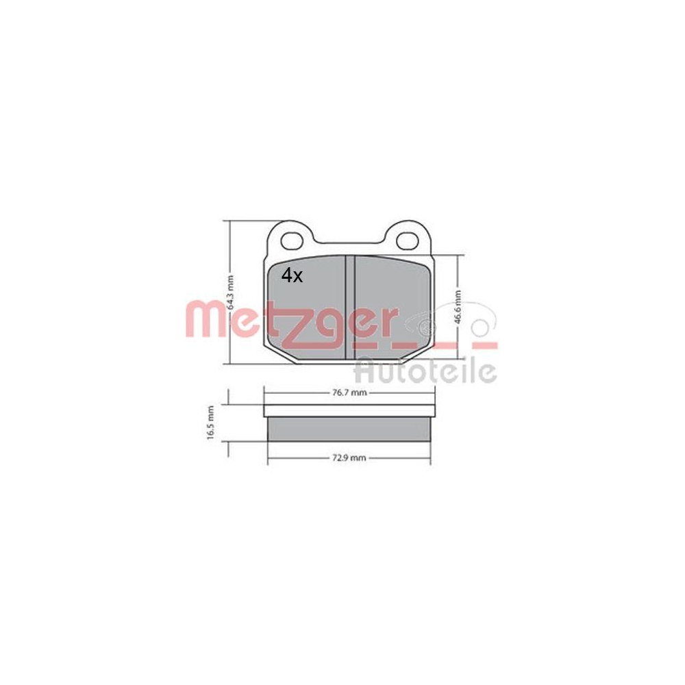 Bremsbelagsatz, Scheibenbremse METZGER 1170425 für ALFA ROMEO OPEL, Vorderachse