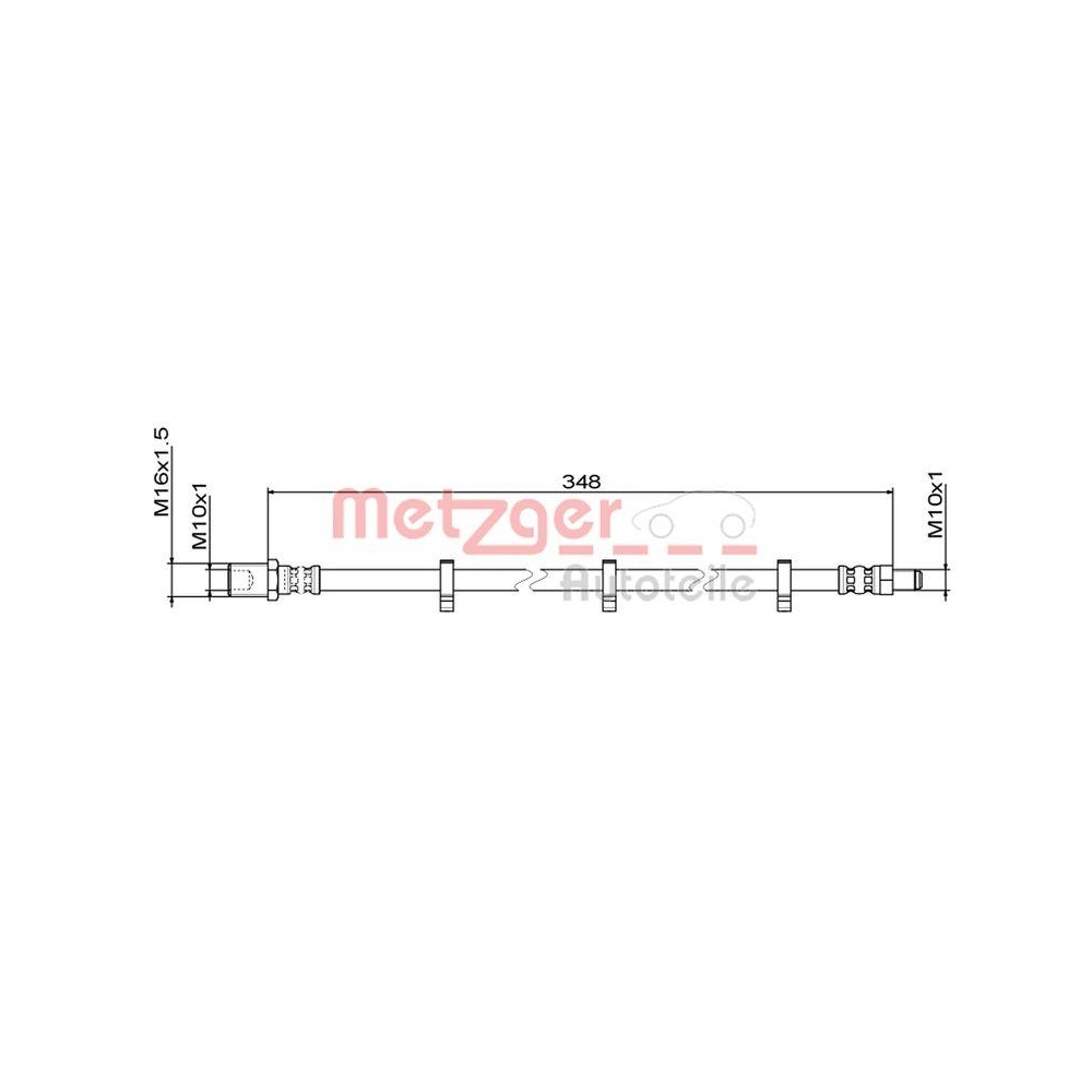 Bremsschlauch METZGER 4111498 für IVECO, Hinterachse links, Hinterachse rechts