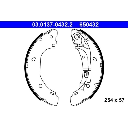 Bremsbackensatz ATE 03.0137-0432.2 für CITROËN FIAT PEUGEOT, Hinterachse