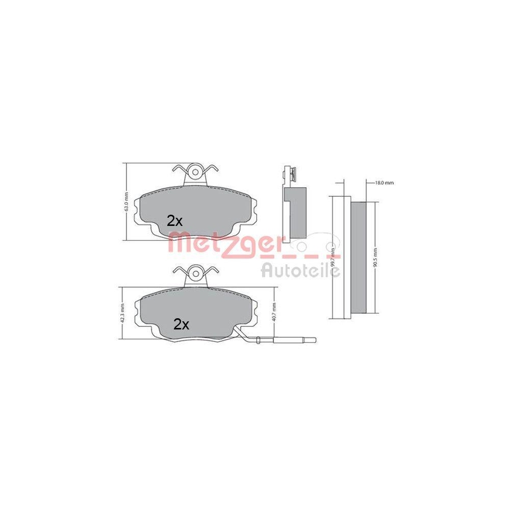 Bremsbelagsatz, Scheibenbremse METZGER 1170427 für PEUGEOT RENAULT, Vorderachse