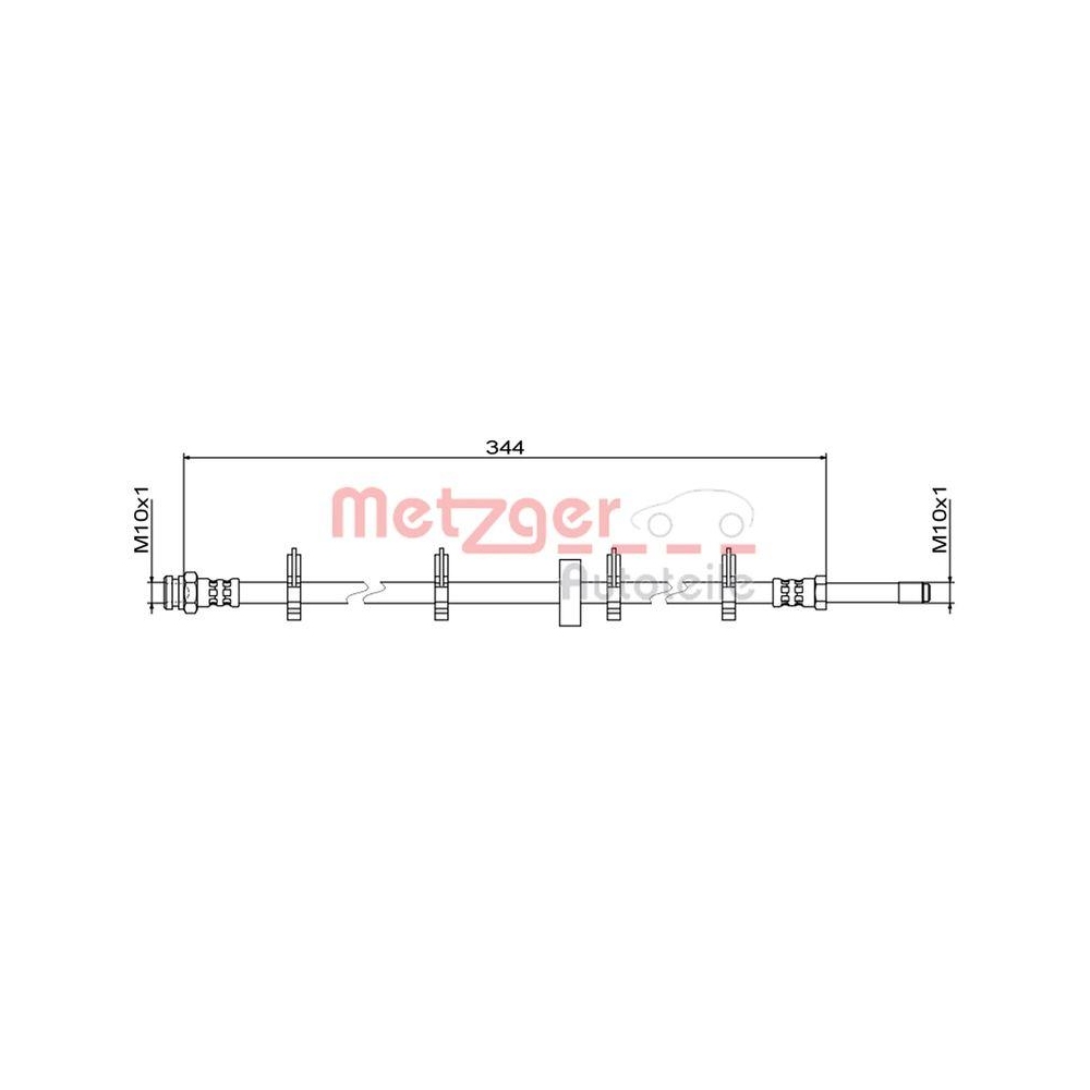 Bremsschlauch METZGER 4111499 GREENPARTS für IVECO, Hinterachse links, außen