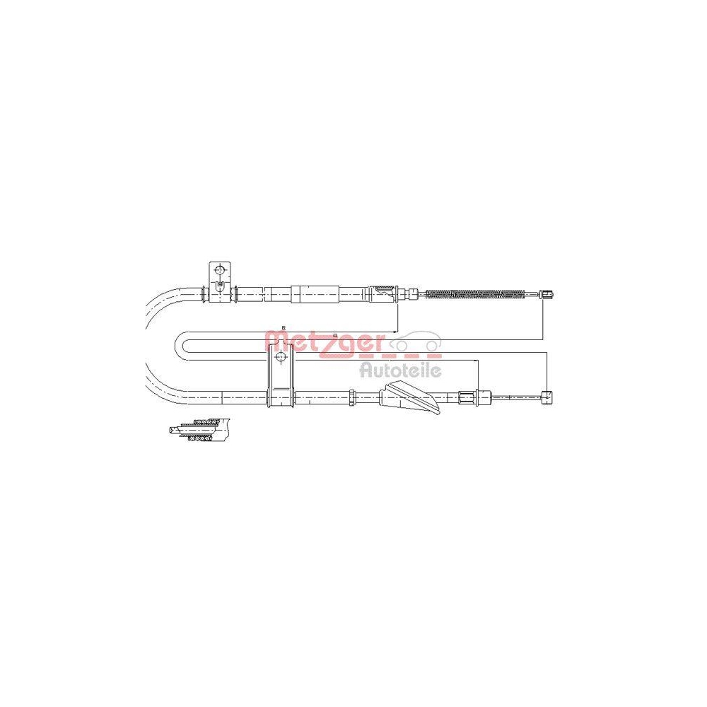 Seilzug, Feststellbremse METZGER 17.2514 für HYUNDAI, hinten rechts