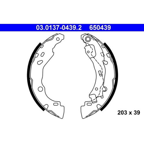 Bremsbackensatz ATE 03.0137-0439.2 für CITROËN FIAT PEUGEOT, Hinterachse