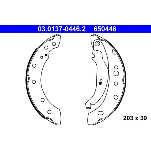 Bremsbackensatz ATE 03.0137-0446.2 für PEUGEOT, Hinterachse