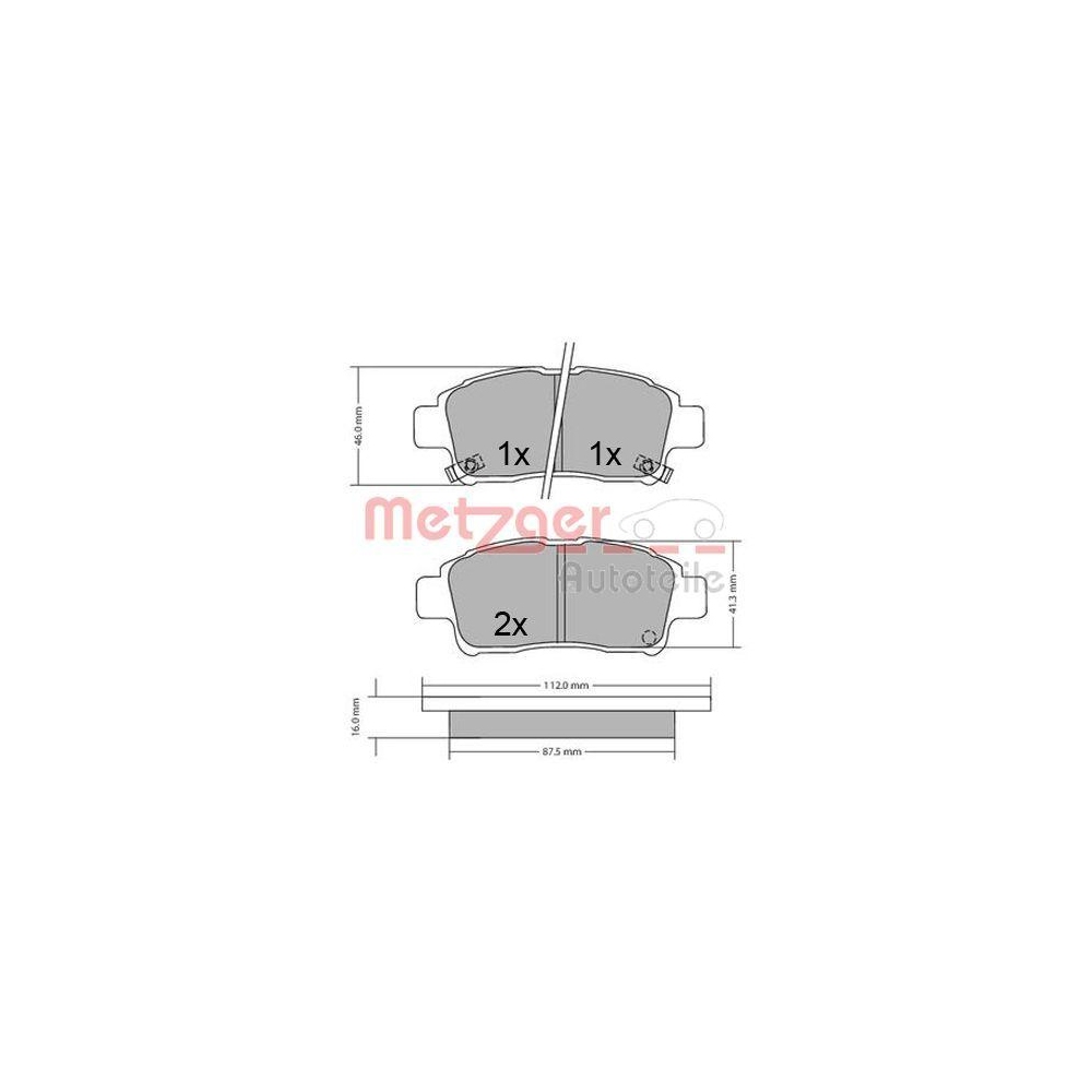 Bremsbelagsatz, Scheibenbremse METZGER 1170436 für TOYOTA, Vorderachse